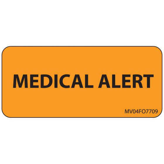 Label Paper Removable Medical Alert, 1" Core, 2 1/4" x 1", Fl. Orange, 420 per Roll
