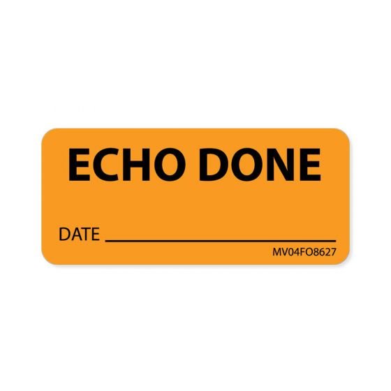 Label Paper Removable Echo Done, 1" Core, 2 1/4" x 1", Fl. Orange, 420 per Roll