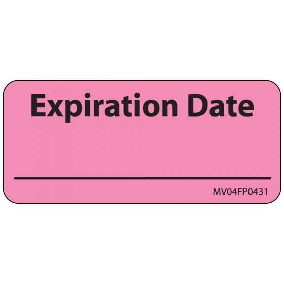 Label Paper Removable Expiration Date, 1" Core, 2 1/4" x 1", Fl. Pink, 420 per Roll