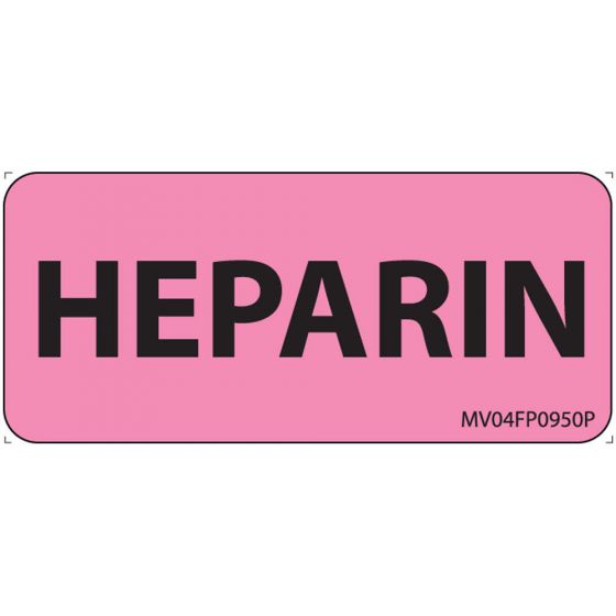 Label Paper Removable Heparin, 1" Core, 2 1/4" x 1", Fl. Pink, 420 per Roll