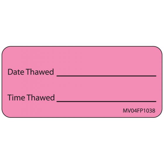 Label Paper Removable Date Thawed Time, 1" Core, 2 1/4" x 1", Fl. Pink, 420 per Roll