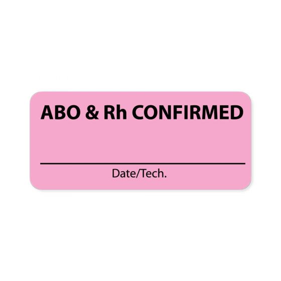 Label Paper Permanent ABO & RH 1" Core 2 1/4"x1 Fl. Pink 420 per Roll