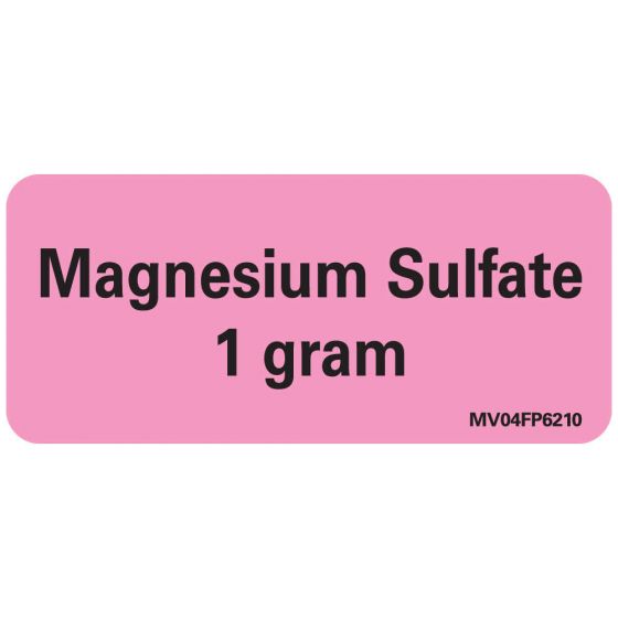 Label Paper Removable Magnesium Sulfate 1" 1 Core 2 1/4" x 1", Fl. Pink, 420 per Roll