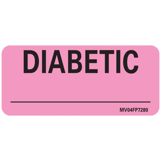 Label Paper Removable Diabetic, 1" Core, 2 1/4" x 1", Fl. Pink, 420 per Roll