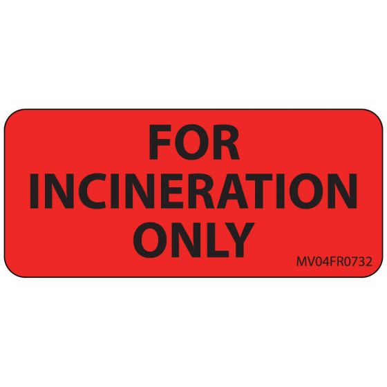 Label Paper Permanent for Incineration 1" Core 2 1/4"x1 Fl. Red 420 per Roll