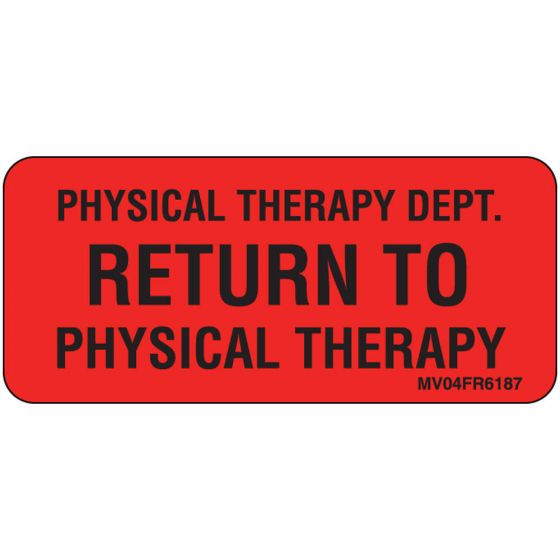 Label Paper Permanent Physical Therapy, 1" Core, 2 1/4" x 1", Fl. Red, 420 per Roll