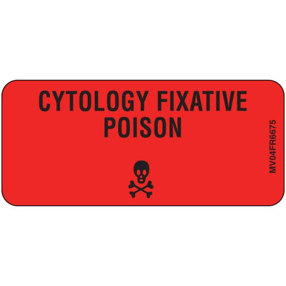 Lab Communication Label (Paper, Permanent) Cytology Fixative 2 1/4"x1 Fluorescent Red - 420 per Roll
