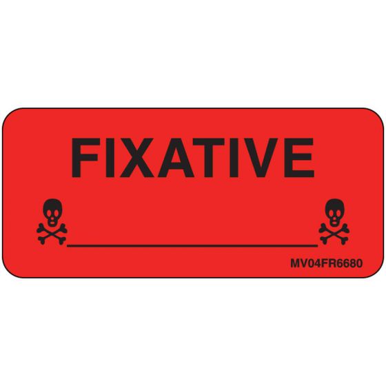 Label Paper Permanent Fixative 1" Core 2 1/4"x1 Fl. Red 420 per Roll