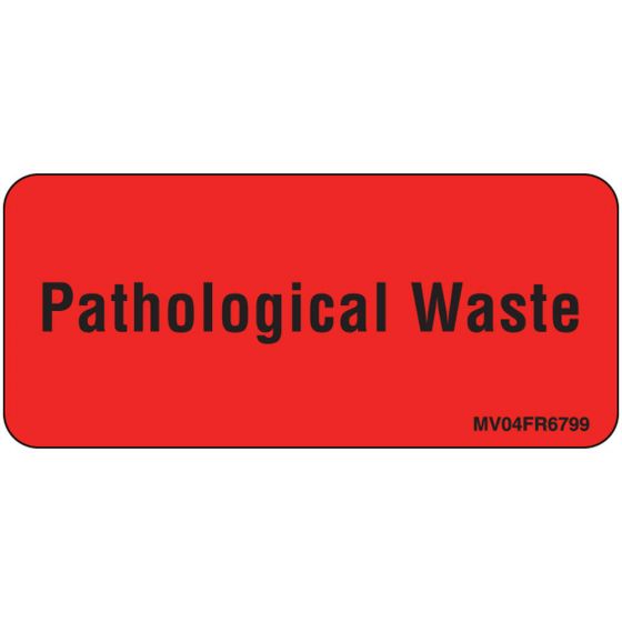 Label Paper Permanent Pathological Waste, 1" Core, 2 1/4" x 1", Fl. Red, 420 per Roll