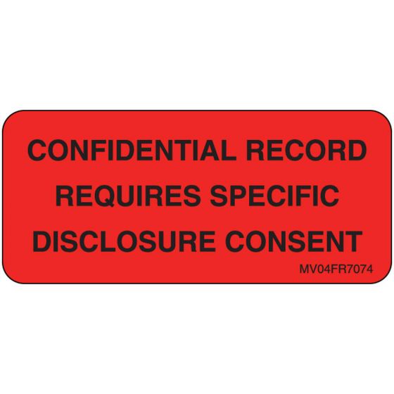 Label Paper Permanent Confidential Record 1" Core 2 1/4"x1 Fl. Red 420 per Roll