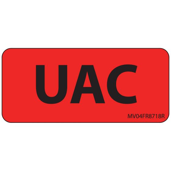 Label Paper Removable UAC, 1" Core, 2 1/4" x 1", Fl. Red, 420 per Roll