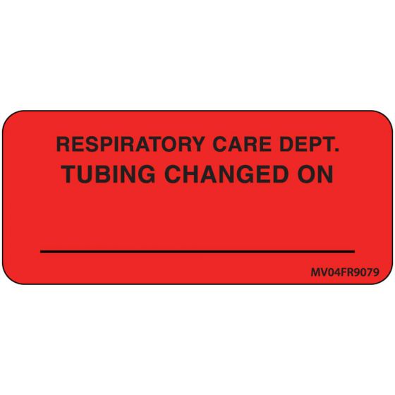 Label Paper Permanent Respiratory Care, 1" Core, 2 1/4" x 1", Fl. Red, 420 per Roll