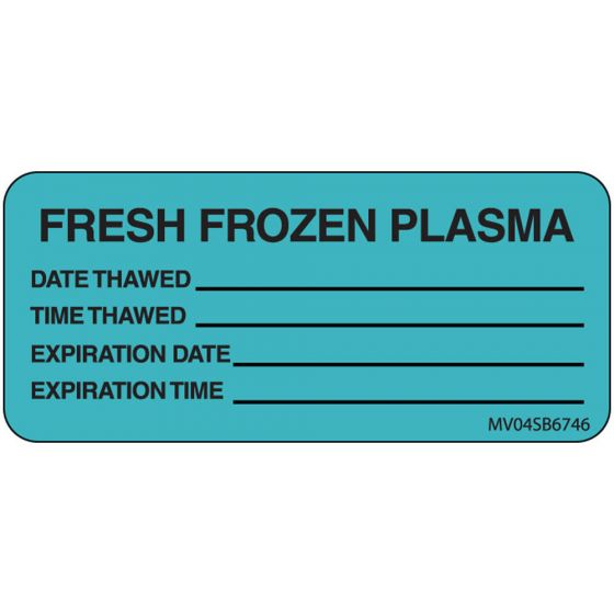 Label Paper Removable Fresh Frozen Plasma, 1" Core, 2 1/4" x 1", Blue, 420 per Roll