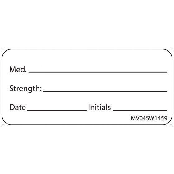 Label Paper Removable Med. Strength: Date, 1" Core, 2 1/4" x 1", White, 420 per Roll