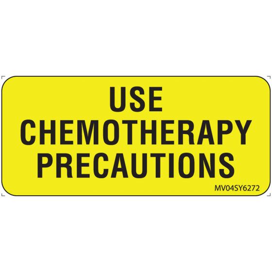 Label Paper Permanent Use Chemotherapy, 1" Core, 2 1/4" x 1", Yellow, 420 per Roll