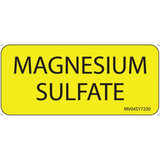 Label Paper Permanent Magnesium Sulfate, 1" Core, 2 1/4" x 1", Yellow, 420 per Roll