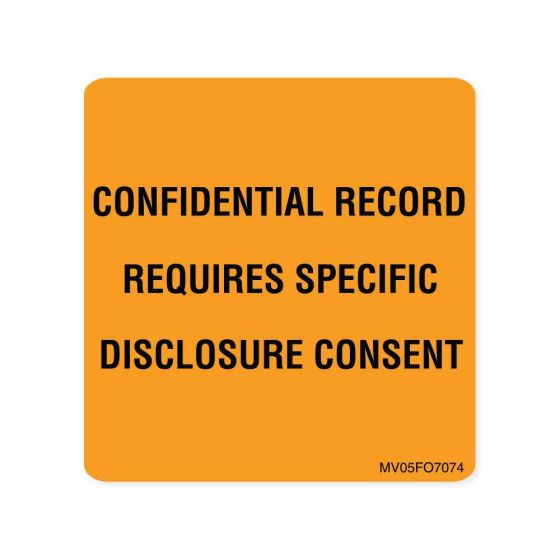 Label Paper Removable Confidential Record, 1" Core, 2 7/16" x 2 1/2", Fl. Orange, 400 per Roll