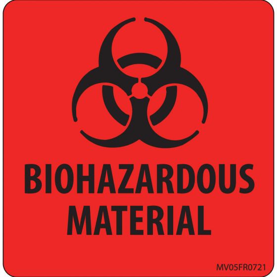 Label Paper Permanent Biohazardous 1" Core 2 7/16"x2 1/2" Fl. Red 400 per Roll