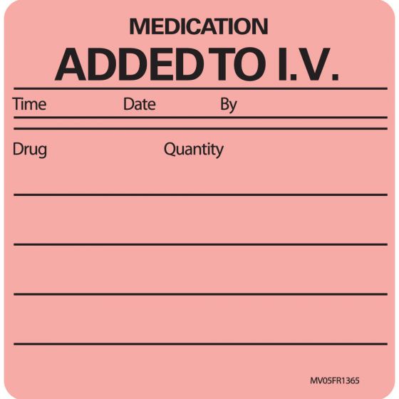 Label Paper Permanent Medication Added To, 1" Core, 2 7/16" x 2 1/2", Fl. Red, 400 per Roll
