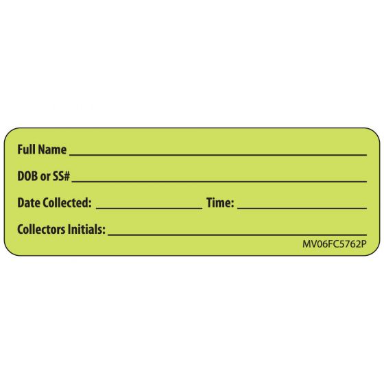 Label Paper Removable Full Name DOB Or, 1" Core, 2 15/16" x 1", Fl. Chartreuse, 333 per Roll