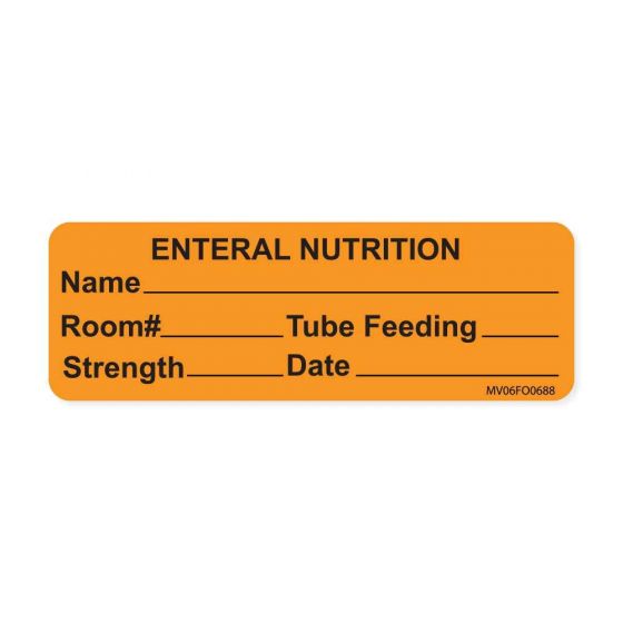 Label Paper Removable Enteral Nutrition, 1" Core, 2 15/16" x 1", Fl. Orange, 333 per Roll