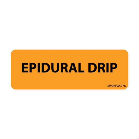Label Paper Removable Epidural Drip, 1" Core, 2 15/16" x 1", Fl. Orange, 333 per Roll