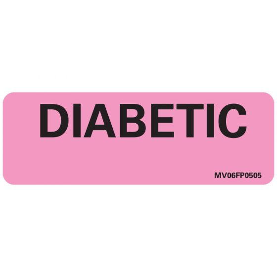 Label Paper Removable Diabetic, 1" Core, 2 15/16" x 1", Fl. Pink, 333 per Roll