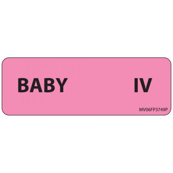 Label Paper Permanent Baby IV 1" Core 2 15/16"x1 Fl. Pink 333 per Roll
