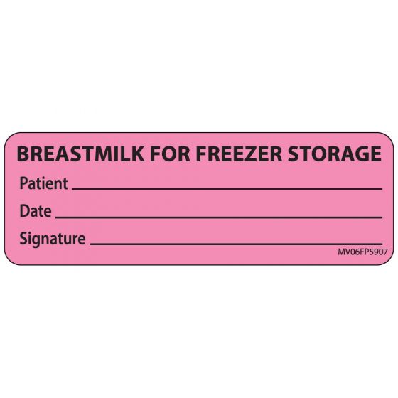 Label Paper Removable Breastmilk For, 1" Core, 2 15/16" x 1", Fl. Pink, 333 per Roll