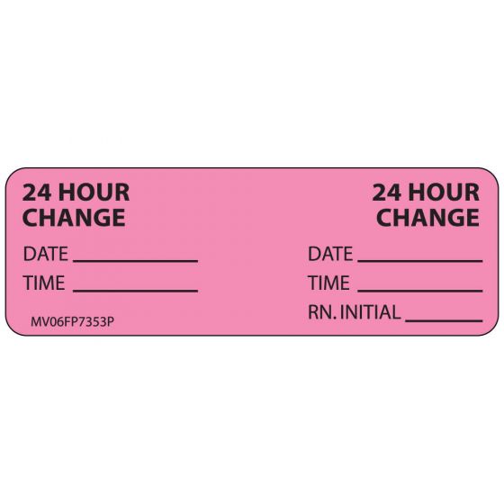 Label Paper Permanent 24 Hour 24 1" Core 2 15/16"x1 Fl. Pink 333 per Roll