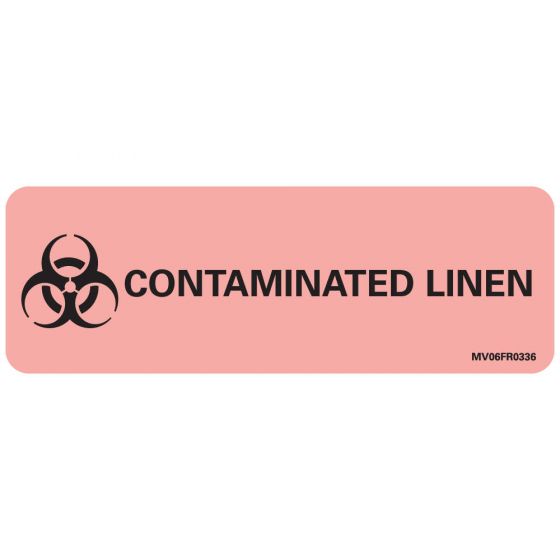 Label Paper Permanent Contaminated Linen 1" Core 2 15/16"x1 Fl. Red 333 per Roll
