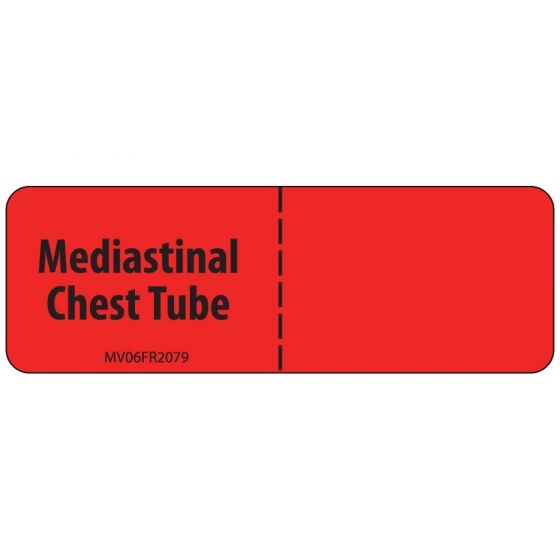 Label Paper Permanent Mediastinal Chest, 1" Core, 2 15/16" x 1", Fl. Red, 333 per Roll