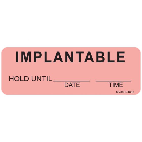 Label Paper Permanent Implantable Hold, 1" Core, 2 15/16" x 1", Fl. Red, 333 per Roll