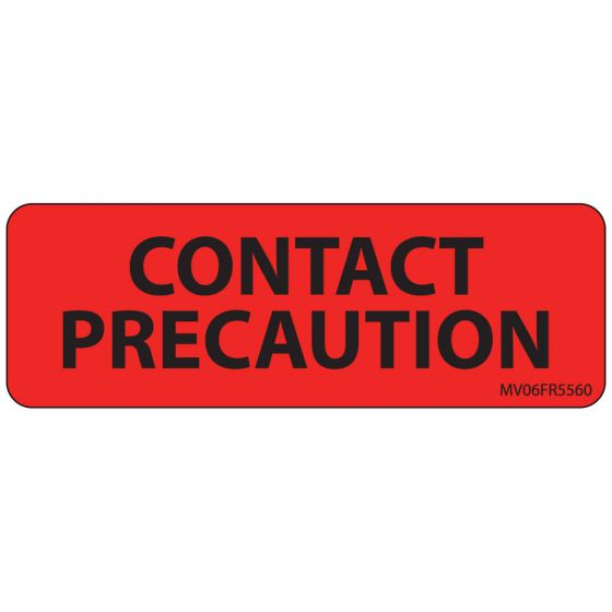 Label Paper Permanent Contact Precaution 1" Core 2 15/16"x1 Fl. Red 333 per Roll