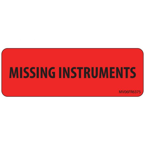 Label Paper Permanent Missing Instruments, 1" Core, 2 15/16" x 1", Fl. Red, 333 per Roll