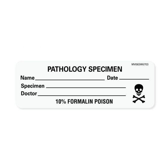 Label Paper Removable Pathology Specimen, 1" Core, 2 15/16" x 1", White, 333 per Roll