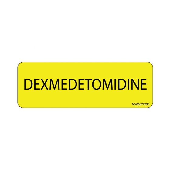 Label Paper Permanent Dexmedetomidine 1" Core 2 15/16"x1 Yellow 333 per Roll