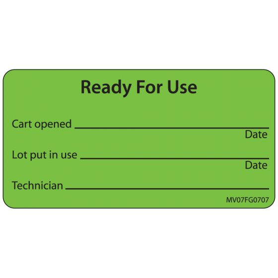 Lab Communication Label (Paper, Removable) Ready for Use 2 15/16"x1 1/2" Fluorescent Green - 333 per Roll