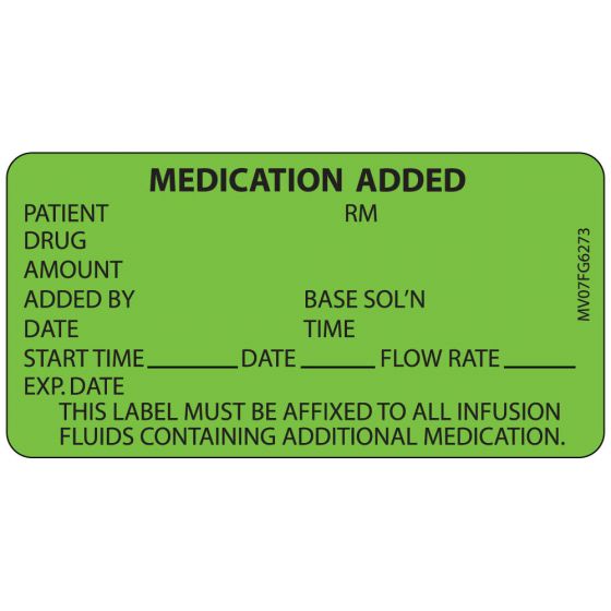 Label Paper Removable Medication Added, 1" Core, 2 15/16" x 1", 1/2", Fl. Green, 333 per Roll