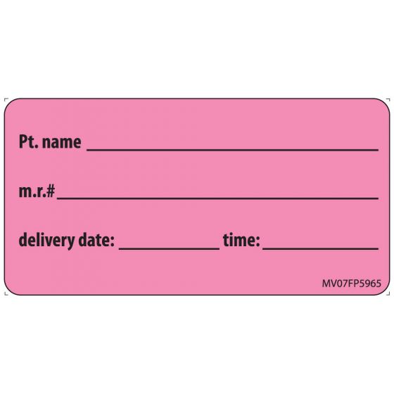 Label Paper Removable Pt. Name M.r.#, 1" Core, 2 15/16" x 1", 1/2", Fl. Pink, 333 per Roll