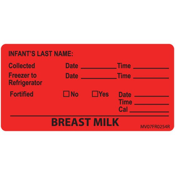 Label Paper Removable Infants Last, 1" Core, 2 15/16" x 1", 1/2", Fl. Red, 333 per Roll