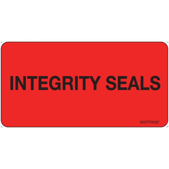 Label Paper Permanent Integrity Seals, 1" Core, 2 15/16" x 1", 1/2", Fl. Red, 333 per Roll