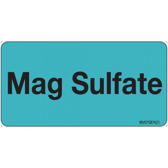 Label Paper Removable Mag Sulfate, 1" Core, 2 15/16" x 1", 1/2", Blue, 333 per Roll