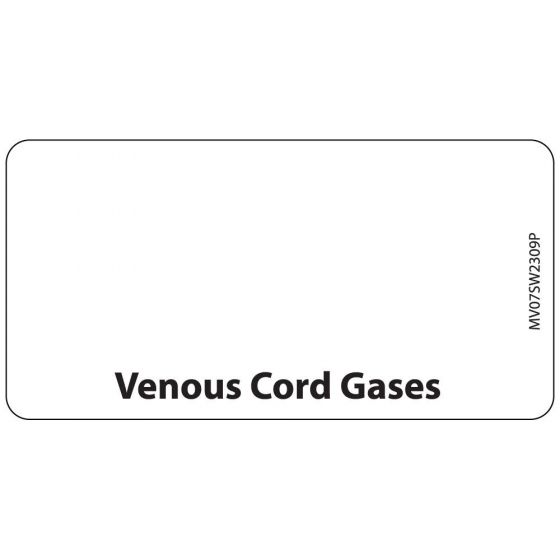 Label Paper Permanent Venous Cord Gases, 1" Core, 2 15/16" x 1", 1/2", White, 333 per Roll