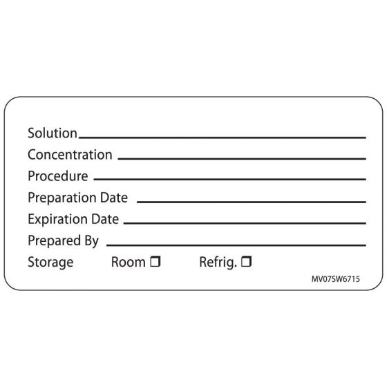 Lab Communication Label (Paper, Removable) Solution 2 15/16"x1 1/2" White - 333 per Roll