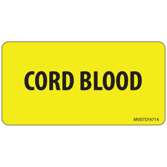Label Paper Permanent Cord Blood 1" Core 2 15/16"x1 1/2" Yellow 333 per Roll