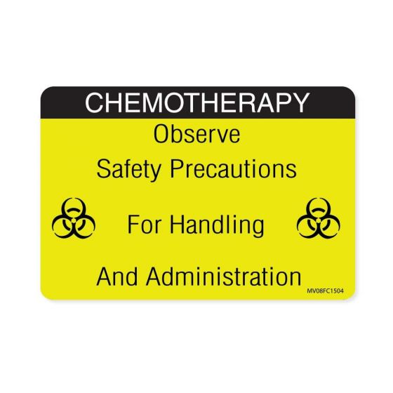 Label Paper Removable Chemotherapy, 1" Core, 2" 15/16" x 2, Fl. Chartreuse, 333 per Roll