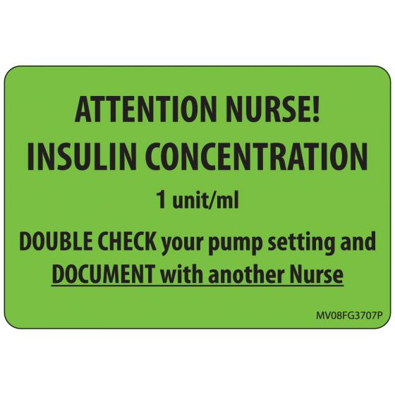 Label Paper Permanent Attention Nurse! 1" Core 2" 15/16"x2 Fl. Green 333 per Roll