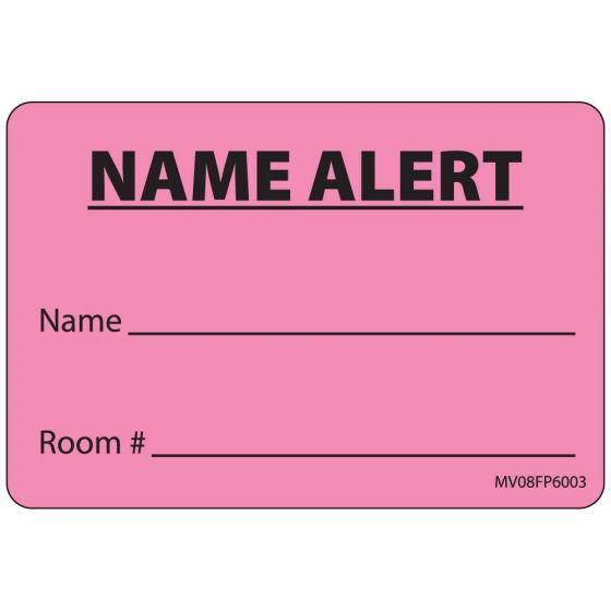 Label Paper Removable Name Alert, 1" Core, 2" 15/16" x 2, Fl. Pink, 333 per Roll