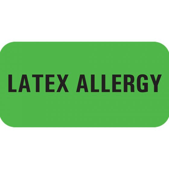 Label Paper Removable Latex Allergy, 1" Core, 1 1/2" x 3/4", Green, 1000 per Roll